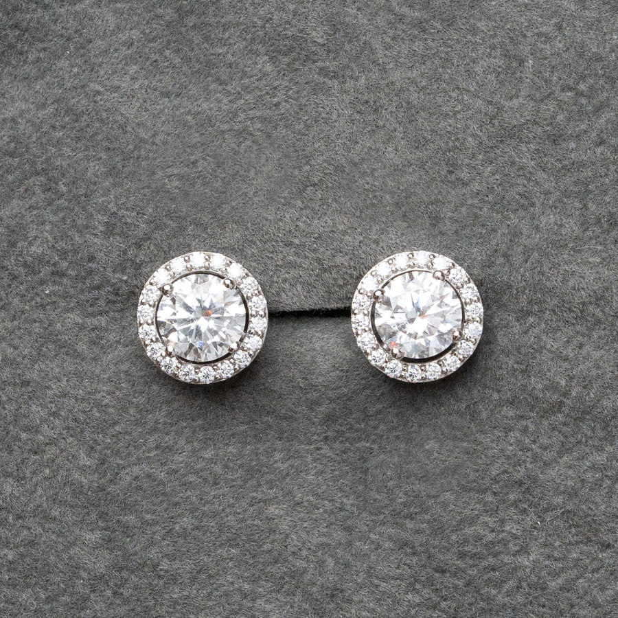 Beatrice - Round Stud Lab Grown Moissanite / Diamond Gold Earrings