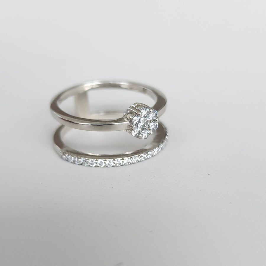 Duet Eterno - Bague élégante deux-en-un en or moissanite 18 carats