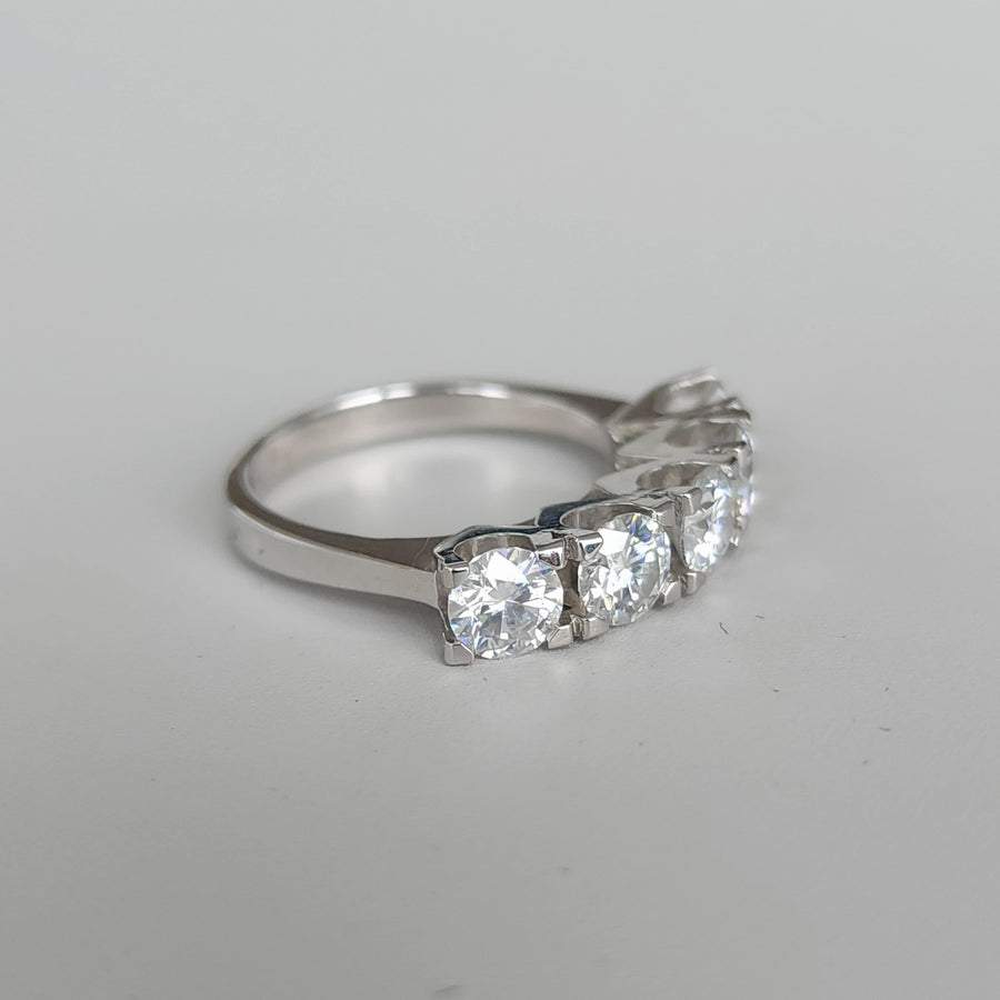 Luce Infinita- 18K White Gold Lab Grown Moissanite / Diamond Half Eternity Ring