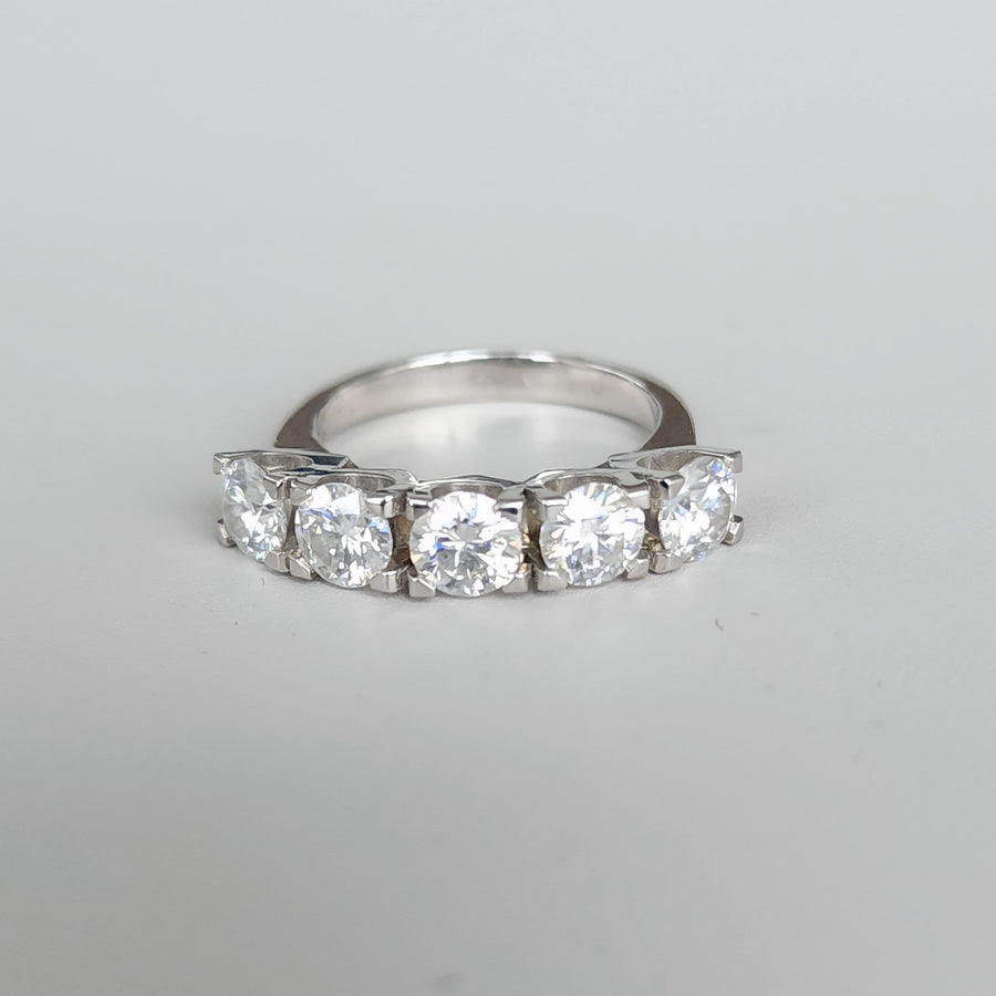 Luce Infinita- 18K White Gold Lab Grown Moissanite / Diamond Half Eternity Ring