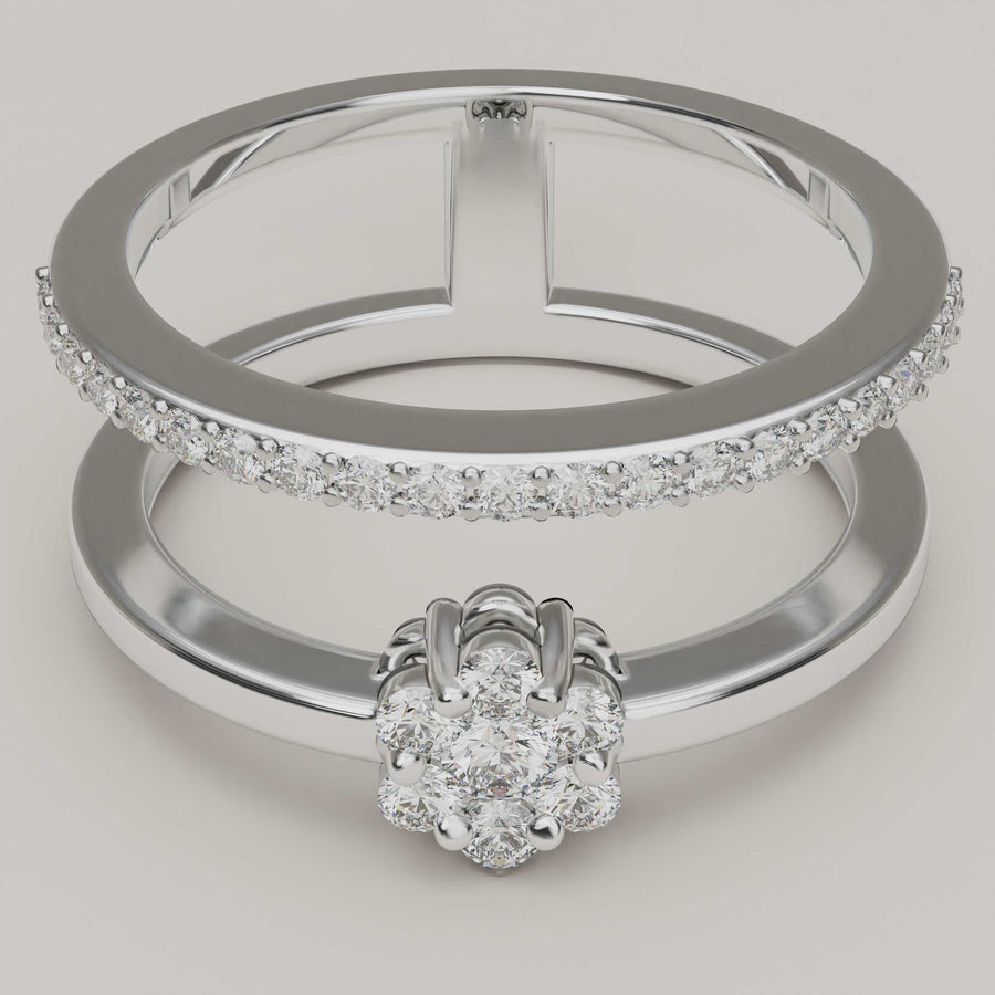 Duet Eterno - Two-in-one Elegant Moissanite 18ct Gold Ring - Vucceli