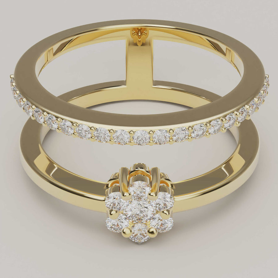 Duet Eterno - Two-in-one Elegant Moissanite 18ct Gold Ring - Vucceli