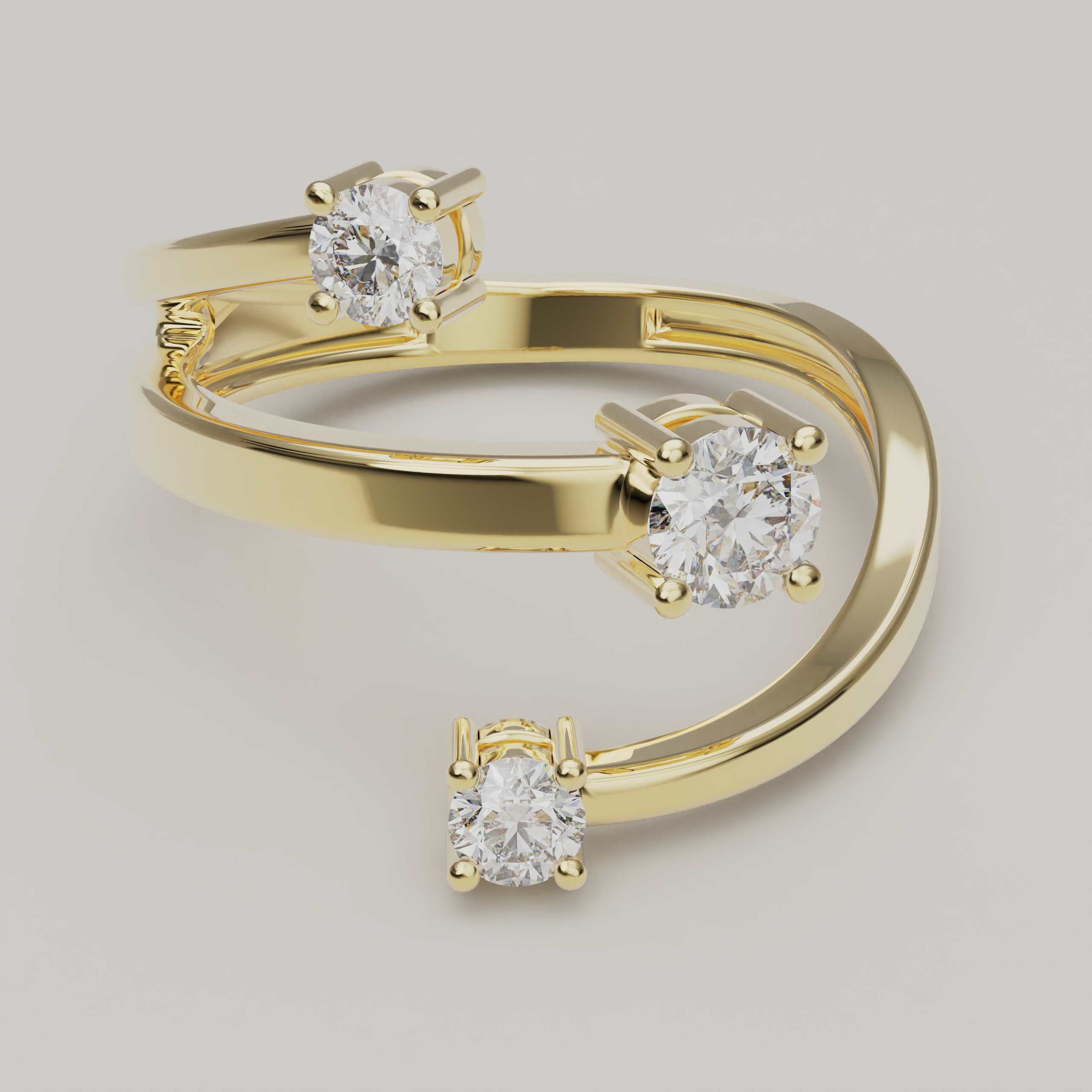 Cicilia - Three-stone 18ct Gold Moissanite Ring - Vucceli