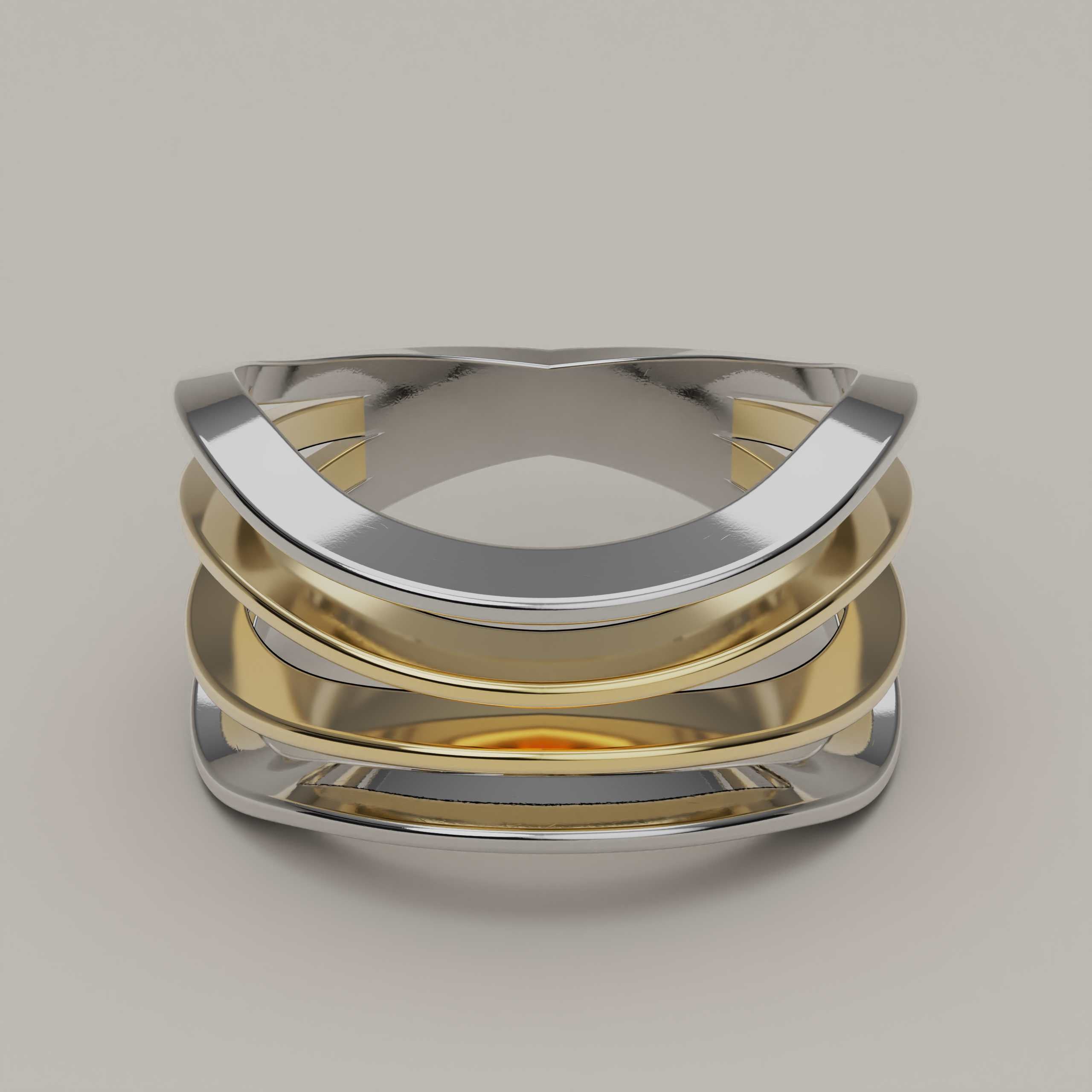 Quattro Splendore - Wonderful Two-Tone 18ct Gold Ring - Vucceli