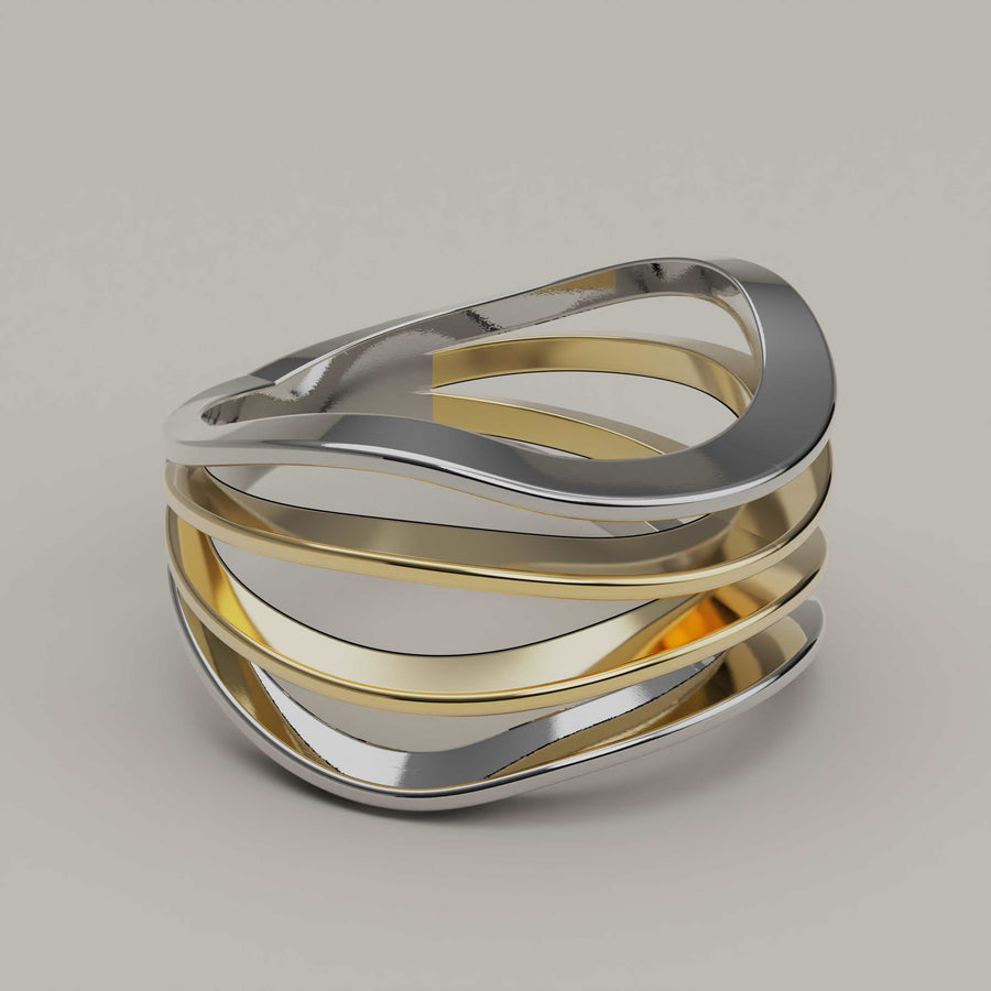 Quattro Splendore - Wonderful Two-Tone 18ct Gold Ring - Vucceli