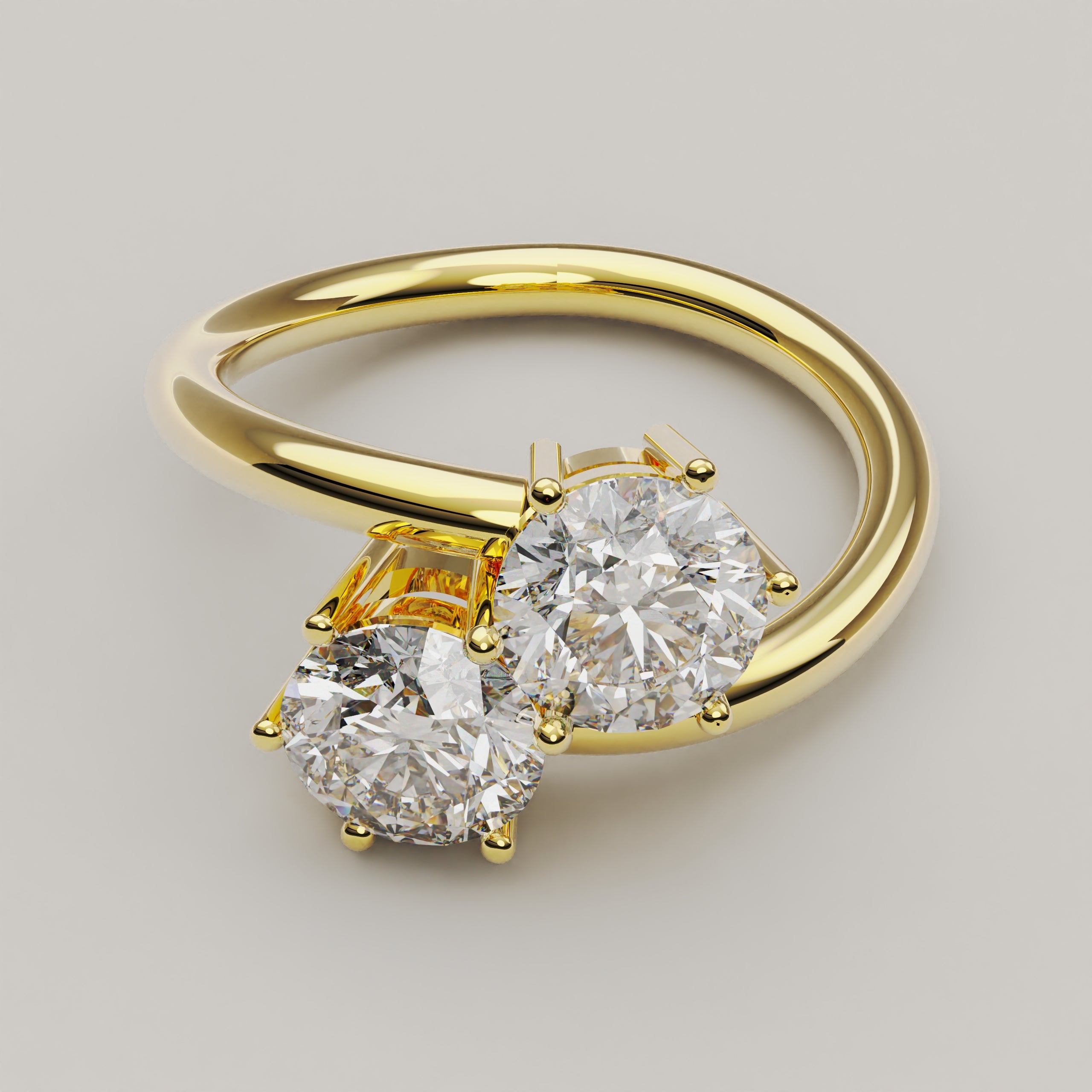 Luce Eterna - Stunning 18ct Gold Toi et Moi Ring - Vucceli