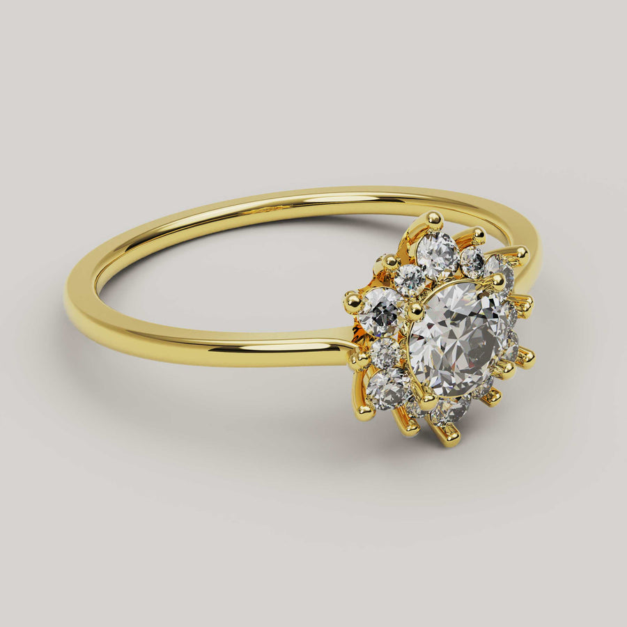 Merita- Gold and Moissanite Engagement Ring - Vucceli