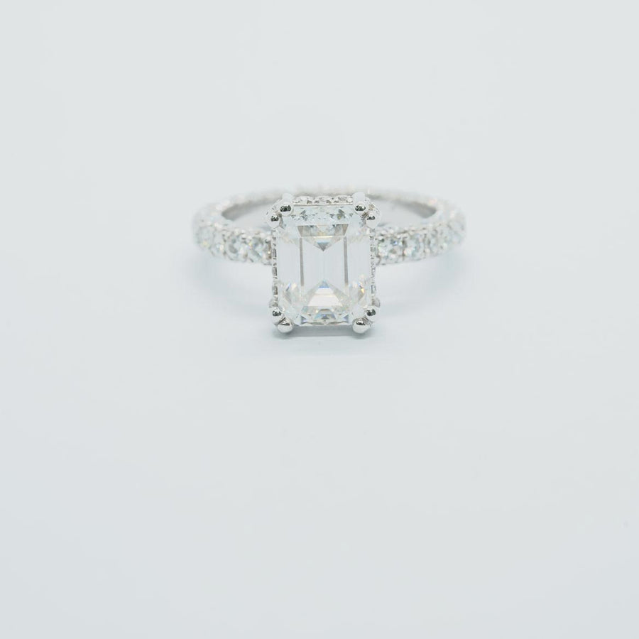 Luxe Emeraude - Full Pave Solitaire Grown Moissanite / Diamond Ring