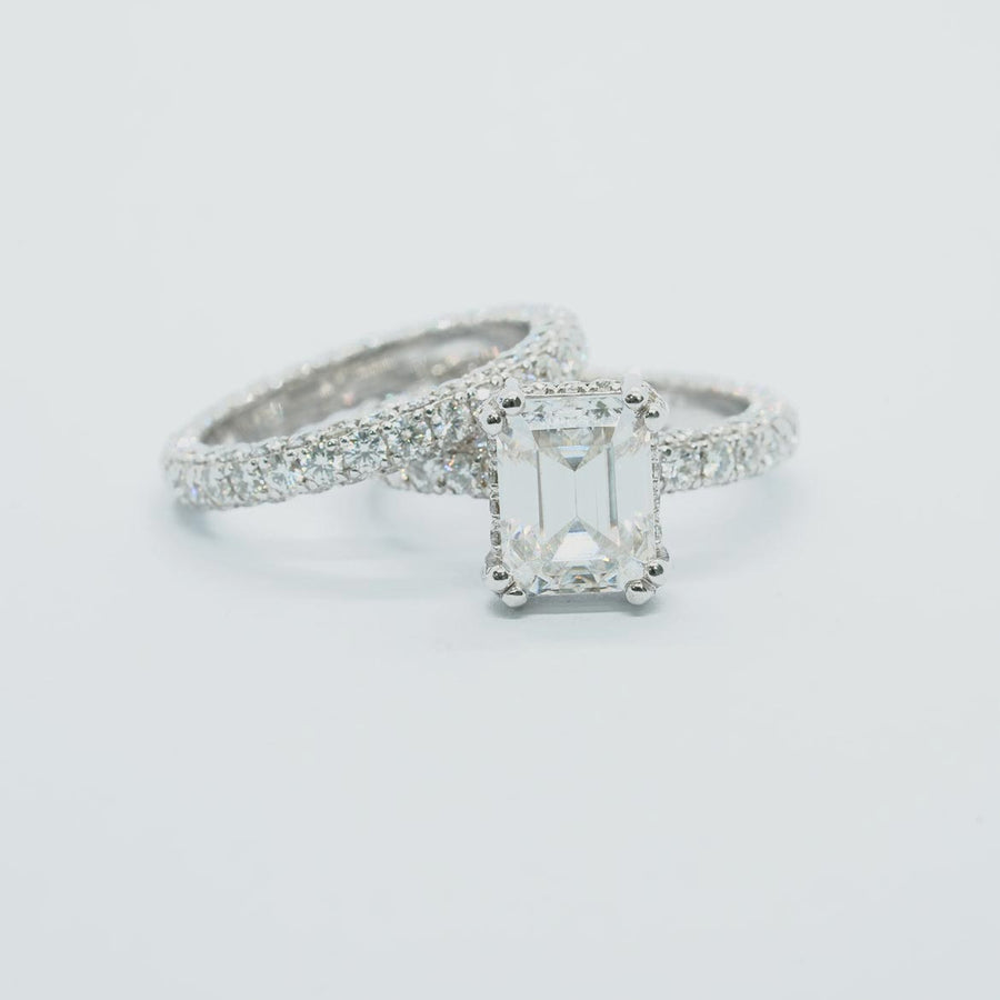 Luxe Emeraude - Full Pave Solitaire Grown Moissanite / Diamond Ring