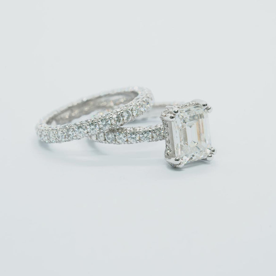 Luxe Emeraude - Full Pave Solitaire Grown Moissanite / Diamond Ring