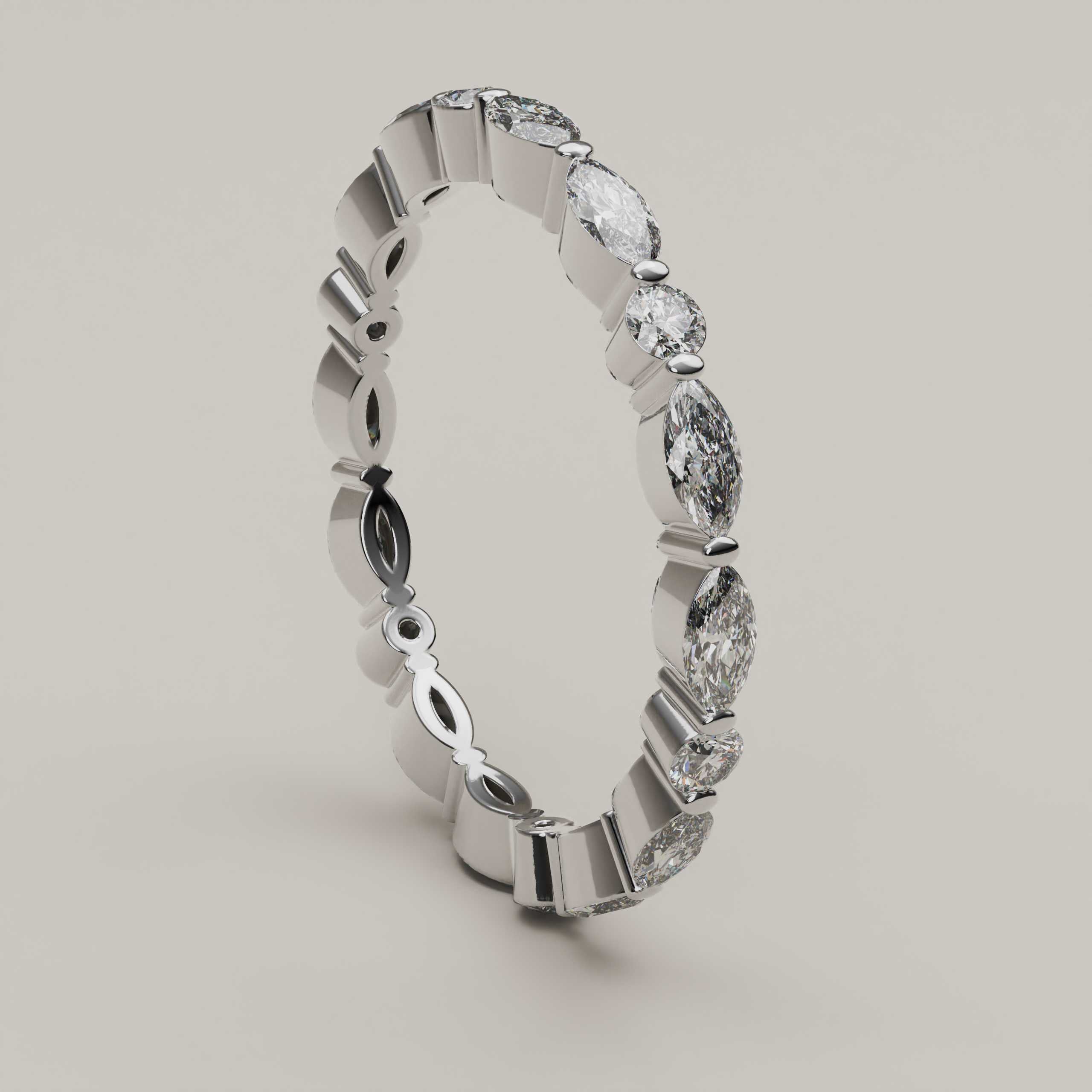 Giovane - Feminine Moissanite Eternity Ring in 18ct Gold - Vucceli