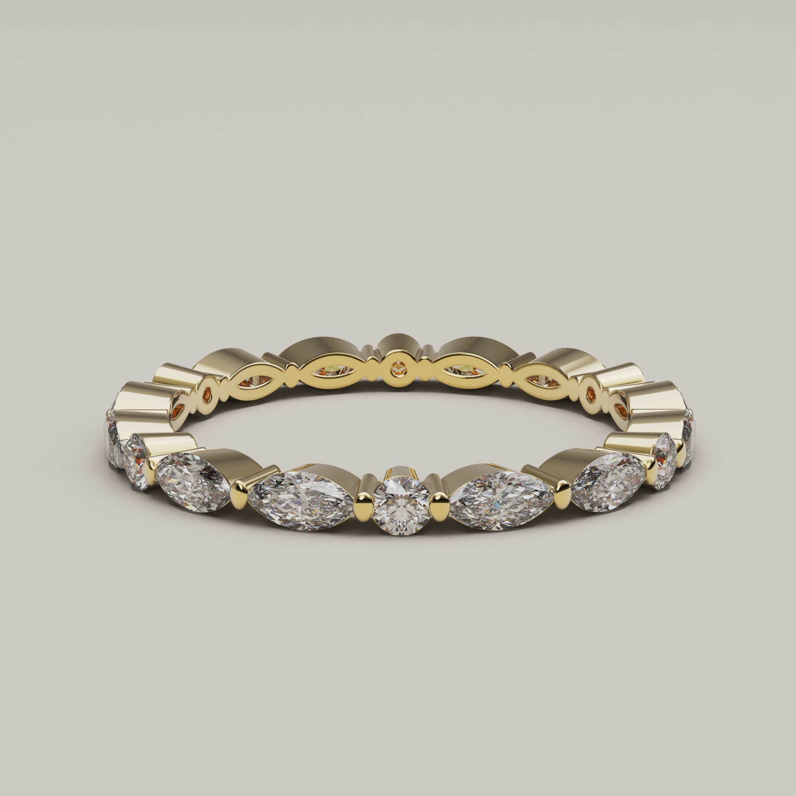 Giovane - Feminine Moissanite Eternity Ring in 18ct Gold - Vucceli