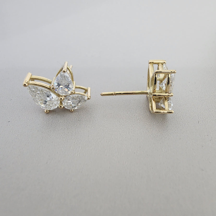 Trio Brillante - Lab Grown Moissanite / Diamond Gold Stud Earrings