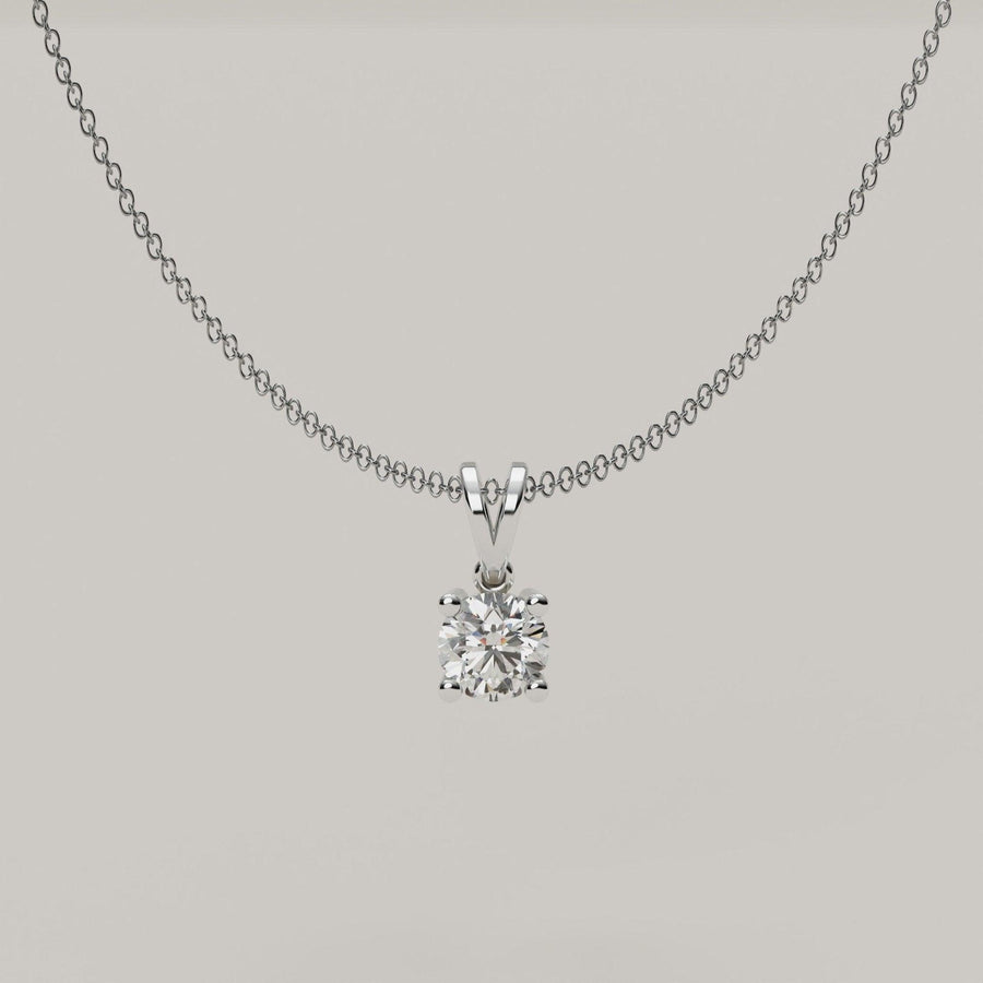 Centro Luminoso - Round Moissanite in 18ct Gold Pendant - Vucceli