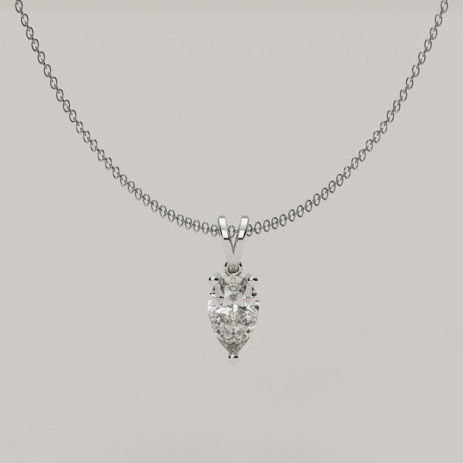 Cielo Sereno - Pear-Shaped Moissanite 18ct Gold Pendant - Vucceli