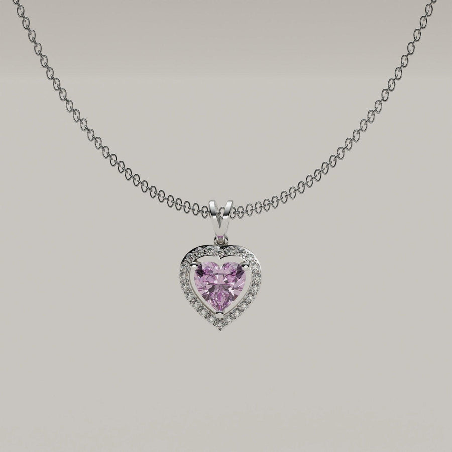 Cuore Rosa - Pink Moissanite Heart 18ct Gold Pendant - Vucceli