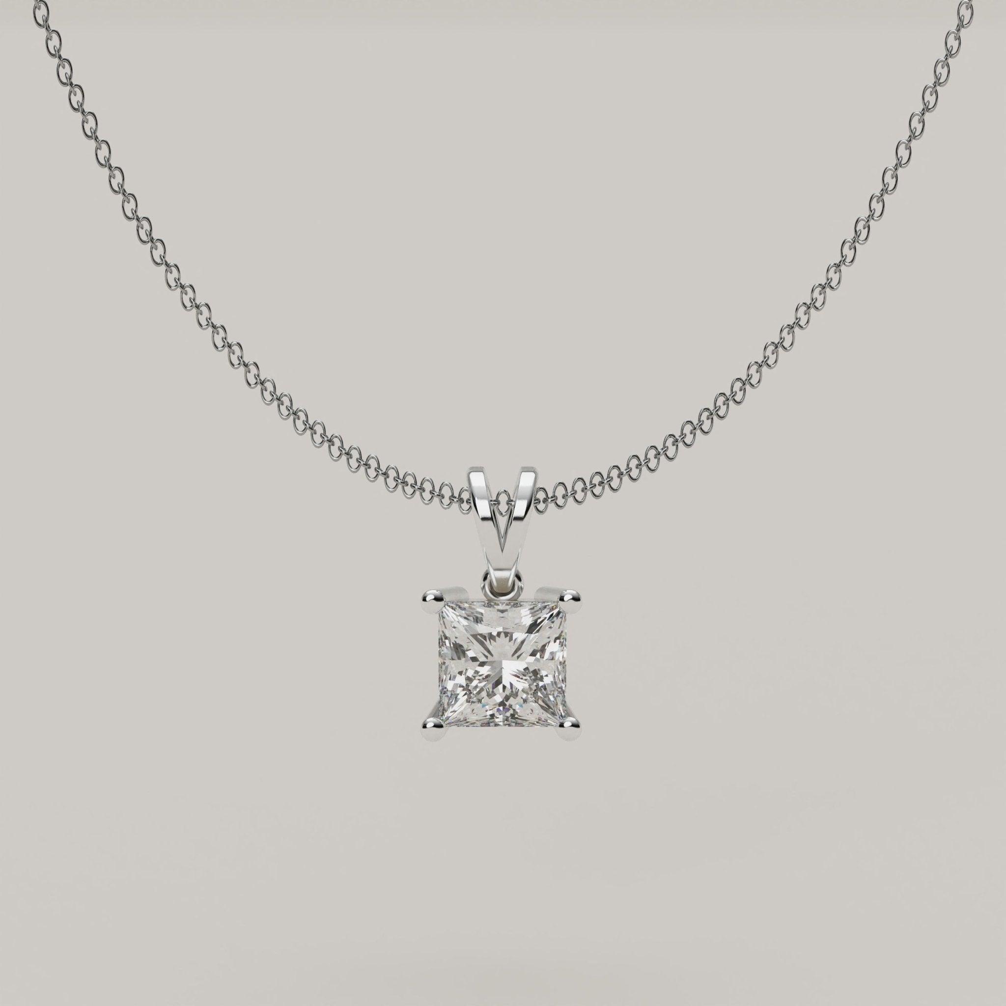 EternaGlow - 1ct Square-cut Moissanite Stone in 18ct Gold Pendant - Vucceli