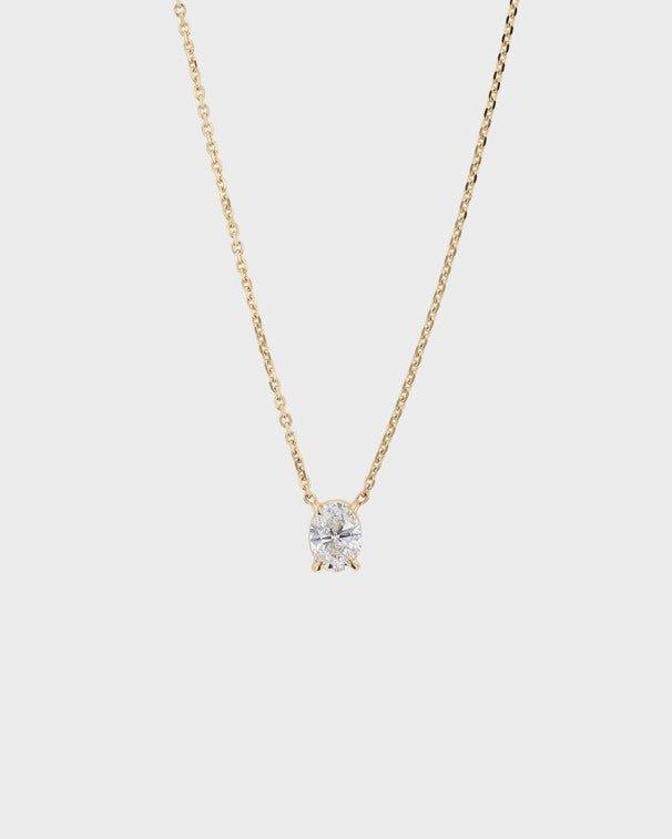 Grazia - Solitaire Oval-Shaped Moissanite 18ct Gold Pendant - Vucceli