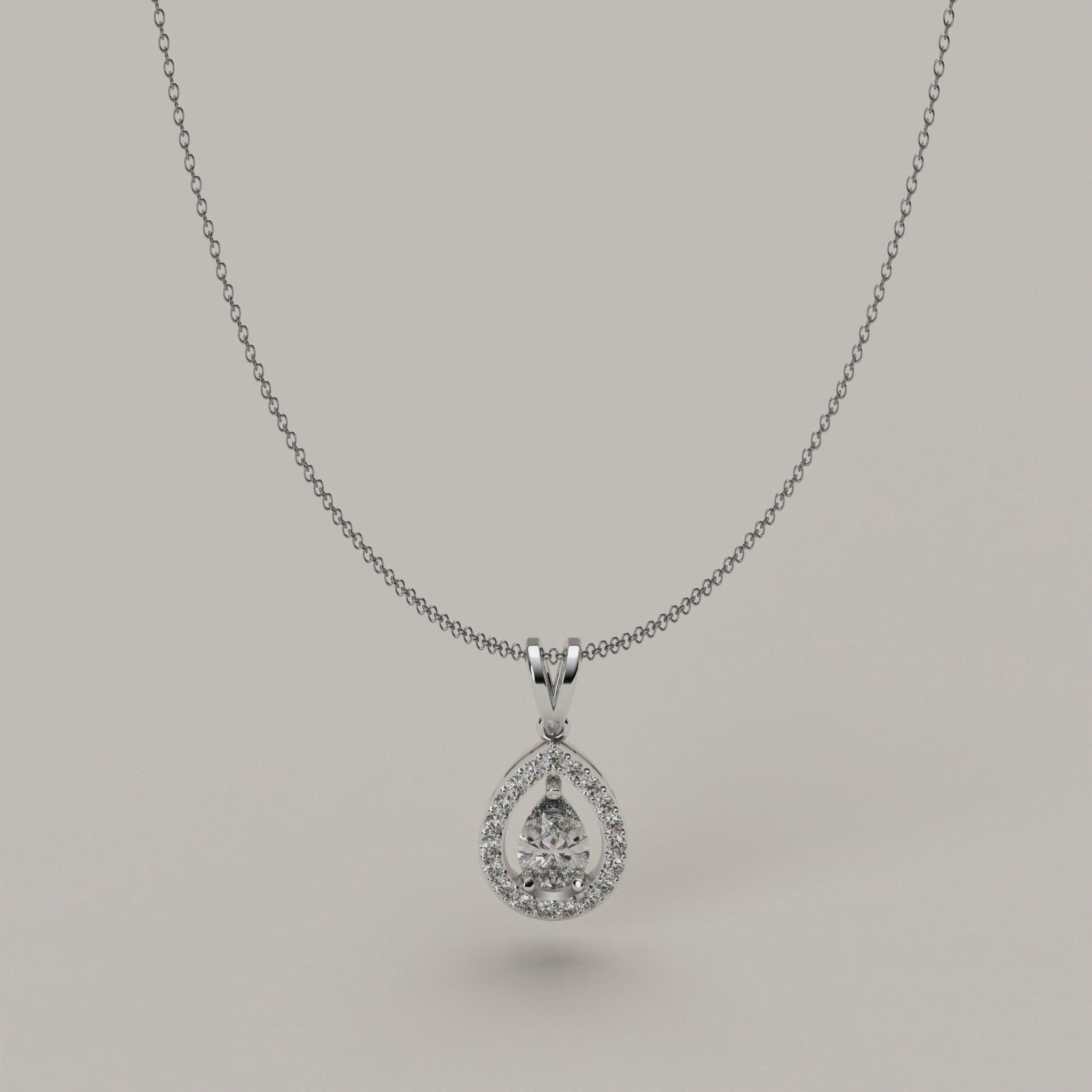 Luminosa - Pear Shaped Moissanite Pendant in 18ct Gold - Vucceli