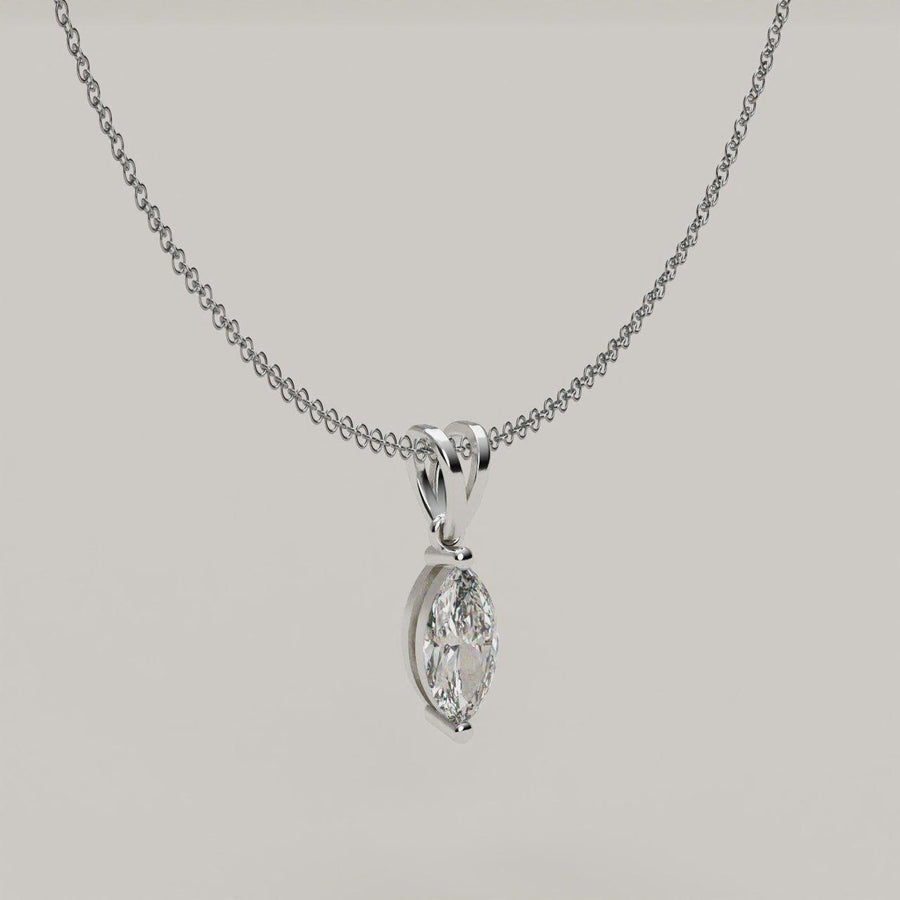 Miracoli - Solitaire Marquise Moissanite Pendant in 18ct Gold - Vucceli