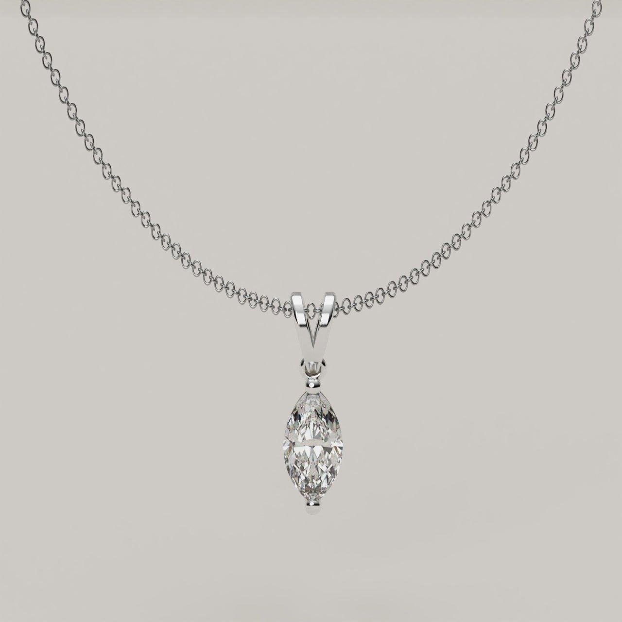 Miracoli - Solitaire Marquise Moissanite Pendant in 18ct Gold - Vucceli